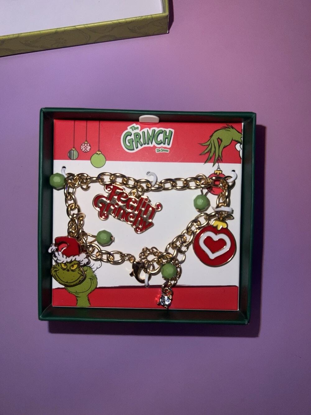 New The Grinch Gold Flash Plated Christmas Charm Chain Bracelet Clasp